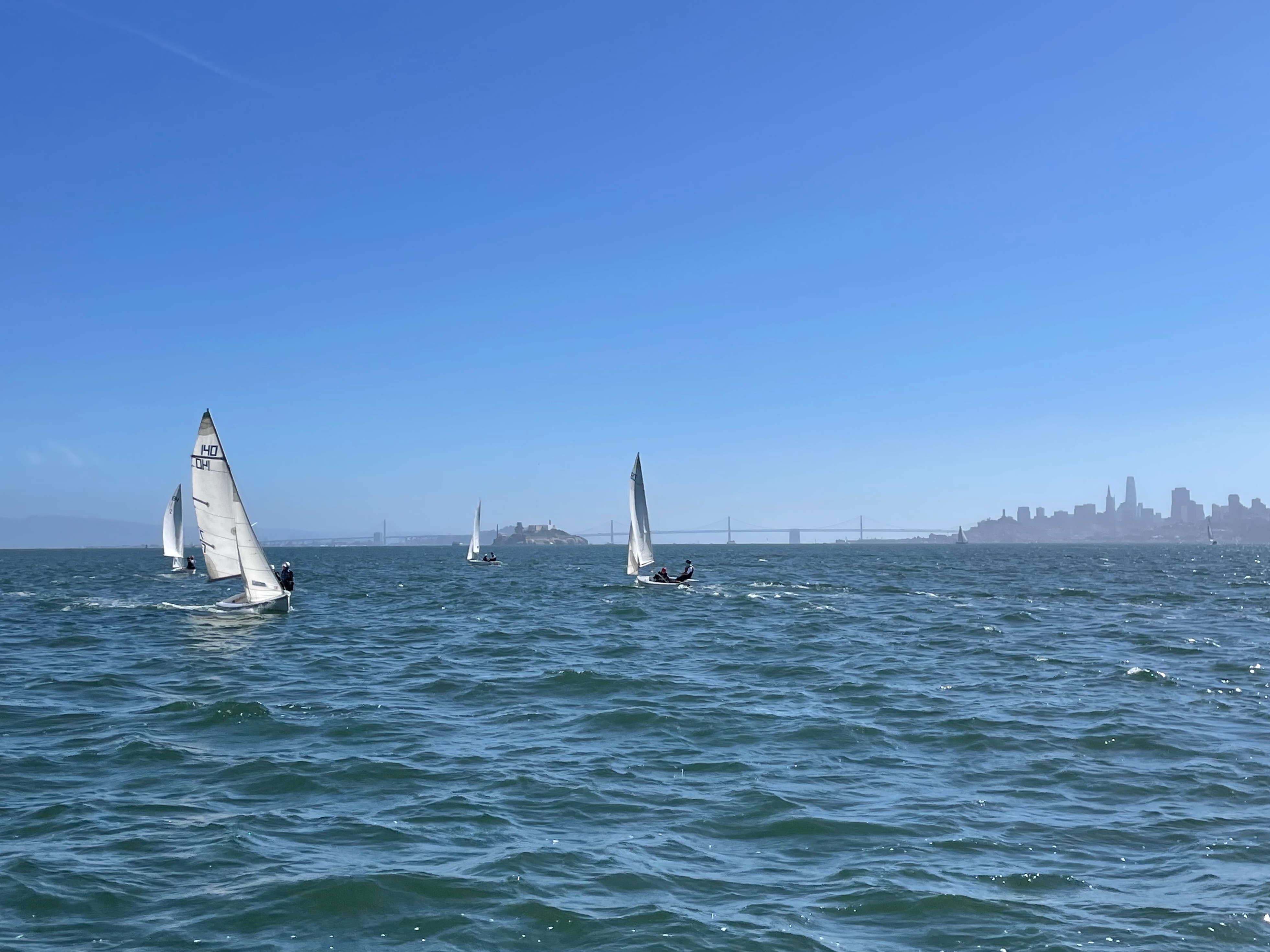 Tam High Sailing team practicing on the bay